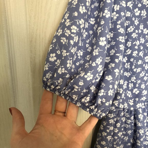 Blue Floral Ruffled Mini Dress Size Small - Picture 6 of 7